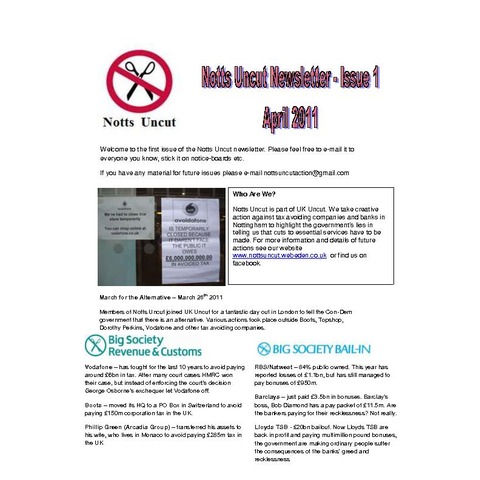 Notts_uncut_newsletter_issue1_april_2011